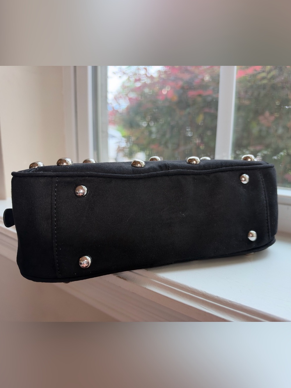 NWT🌷LOFT Black Studded Mini East West Satchel Handbag - Picture 11 of 11